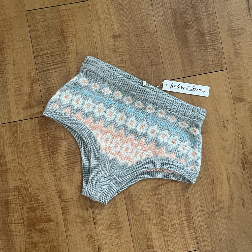 For Love And Lemons Knit Shorts - Gray and Pink